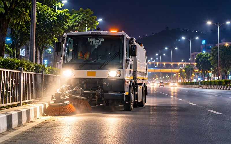 GMC Deploys Road Sweeping Machine